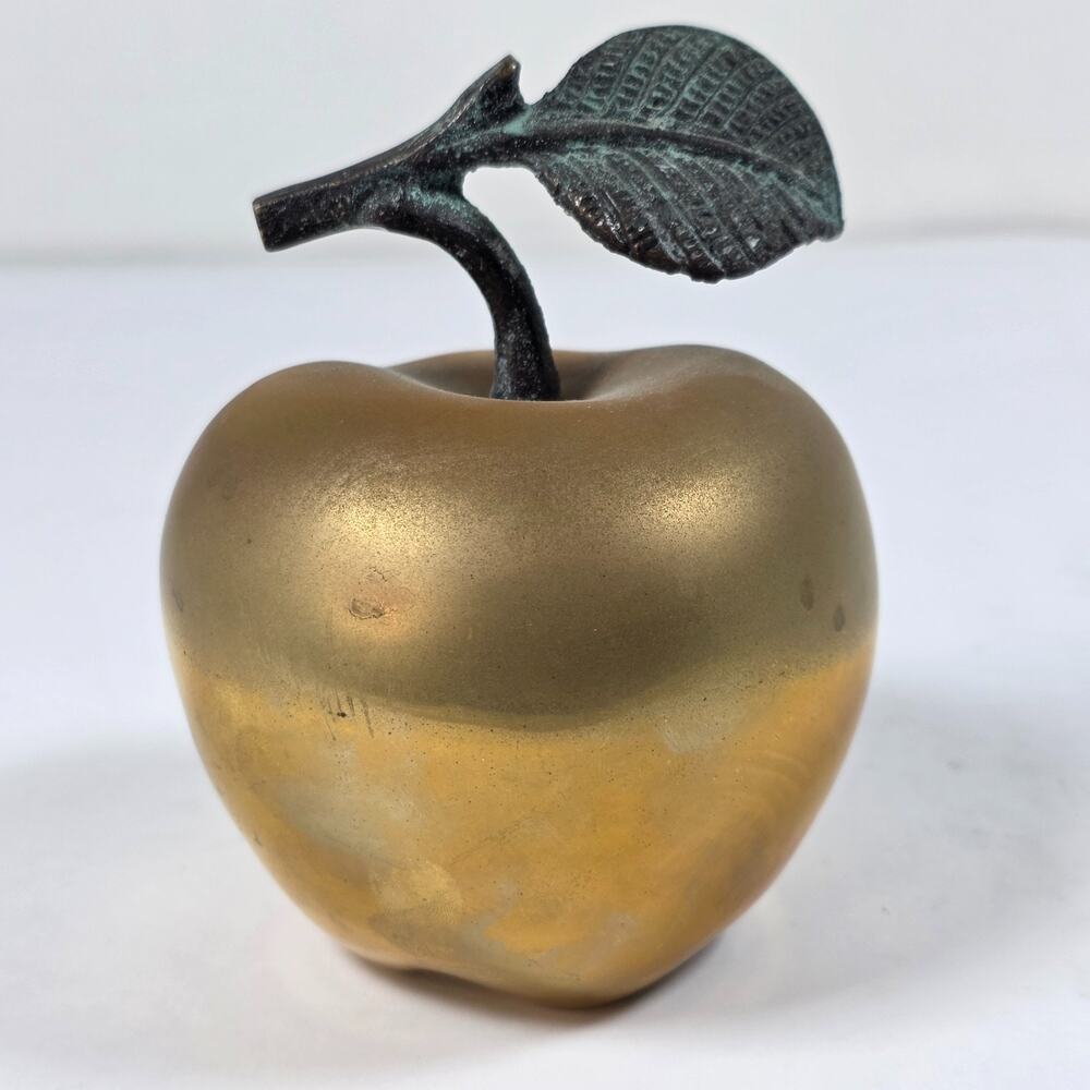 Vintage MCM Apple Paperweight Gatco Brass Made in Korea weighted